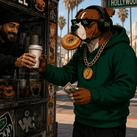 GOOD buying a coffee and a donut on Hollywood Boulevard